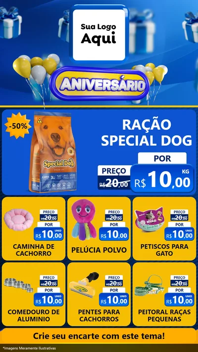 Modelo de Rede Social para Stories com o tema Aniversário para Pet Shop