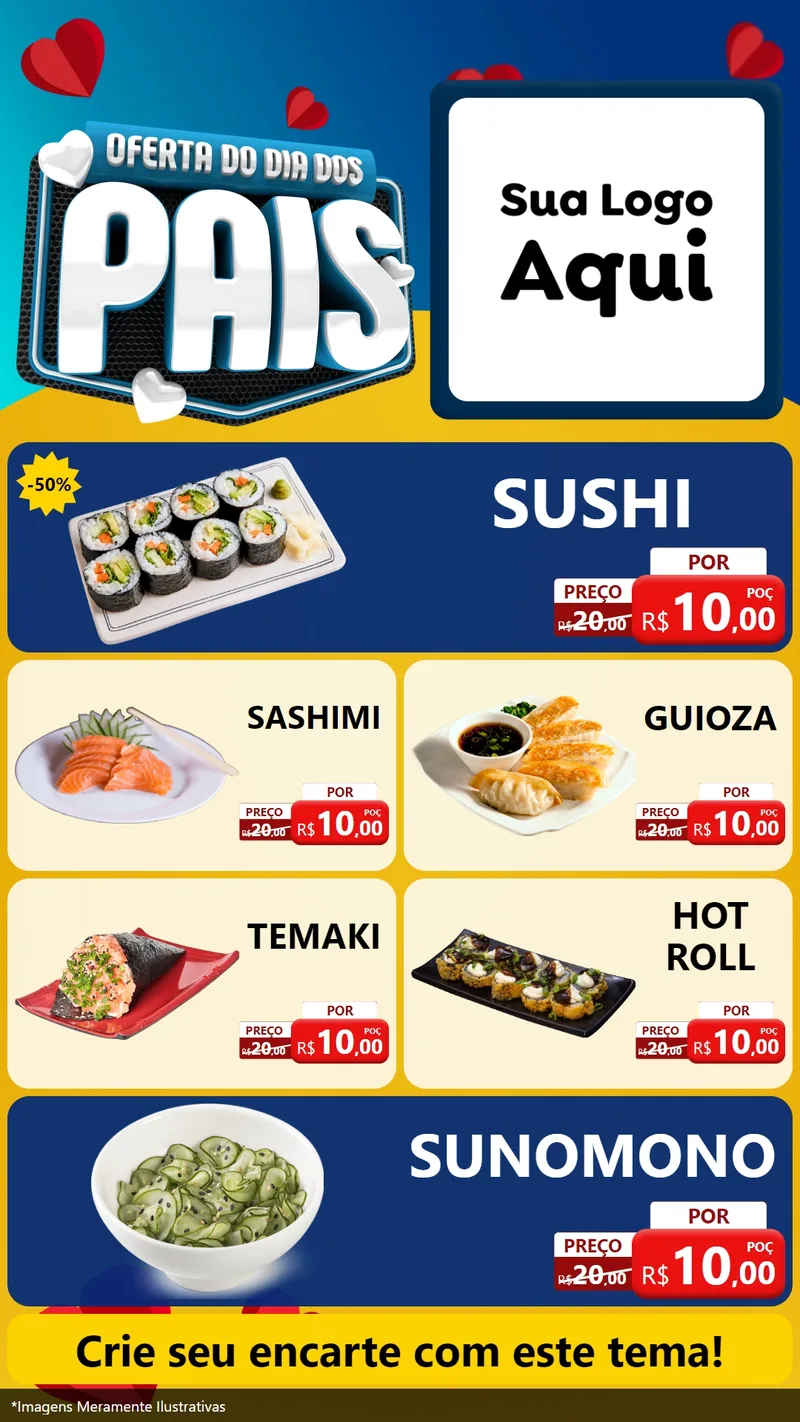 Modelo de TV para TV Vertical com o tema Oferta Do Dia Dos Pais para Comida japonesa
