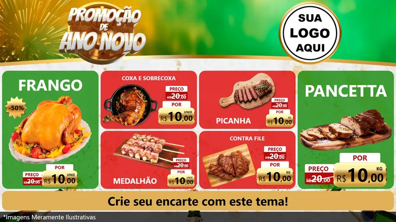 Modelo de TV para TV Horizontal com o tema Promoção de Ano Novo para Assados