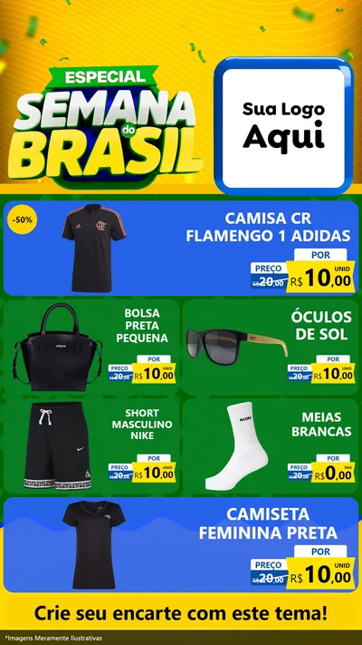 Modelo de TV para TV Vertical com o tema Especial Semana do Brasil para Roupas e acessórios
