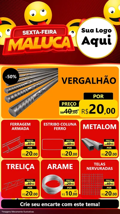 Modelo de Rede Social para Stories com o tema Sexta-feira Maluca para Ferragens