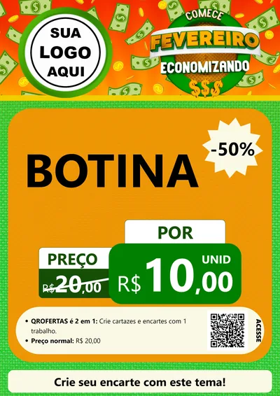Modelo de Cartaz para Cartaz A4 Vertical com o tema Comece Fevereiro Economizando para Agropecuária