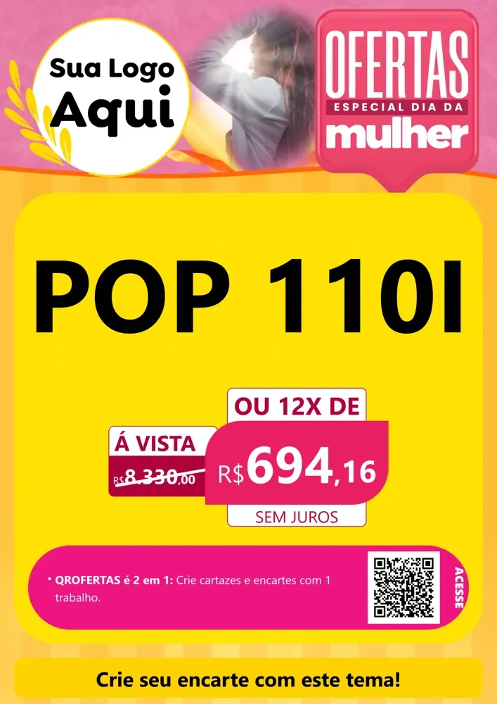 Modelo de Cartaz para Cartaz A4 Vertical com o tema Ofertas - Especial Dia Das Mulheres para Concessionaria de Motos