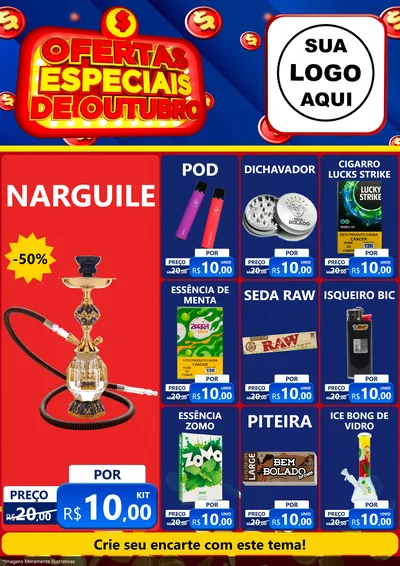 Modelo de Encarte para Encarte A4 Vertical com o tema Ofertas Especiais de Outubro para Tabacaria