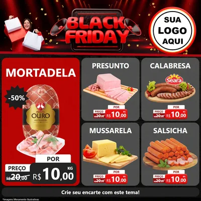 Modelo de Rede Social para Feed Facebook com o tema Black Friday para Frios e Laticínios