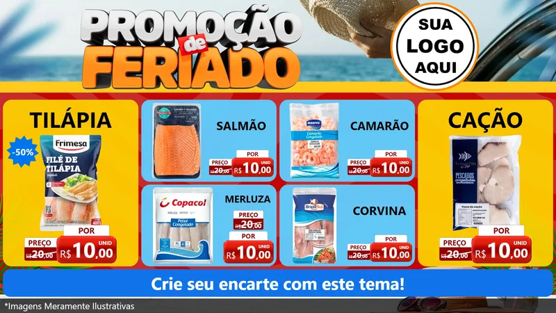 Modelo de TV para TV Horizontal com o tema Promoção de Feriado para Peixaria
