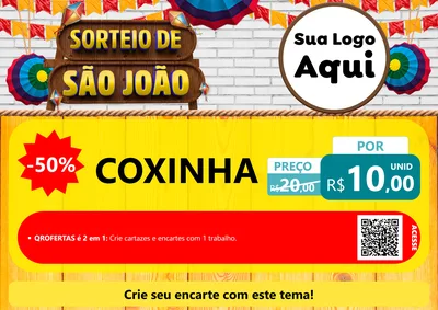 Modelo de Cartaz para Cartaz A4 Horizontal com o tema Sorteio de São João para Salgadaria