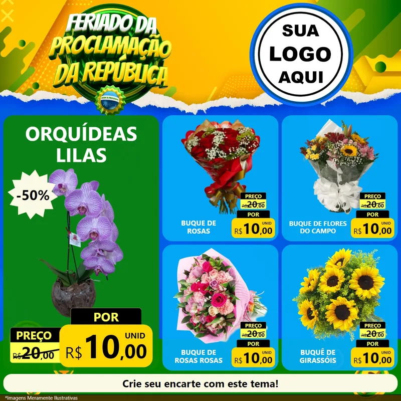 Modelo de Rede Social para Feed Facebook com o tema Feriado da Proclamação da República para Floricultura e jardim