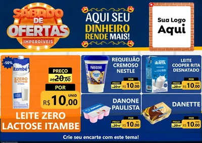 Modelo de Encarte para Encarte A4 Horizontal com o tema Sábado de Ofertas Imperdíveis para Frios e Laticínios