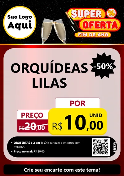 Modelo de Cartaz para Cartaz A4 Vertical com o tema Super Oferta Fim de Ano para Floricultura e jardim