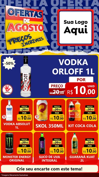 Modelo de Rede Social para Stories com o tema Ofertas de Agosto - Preços Incríveis para Distribuidora de bebidas
