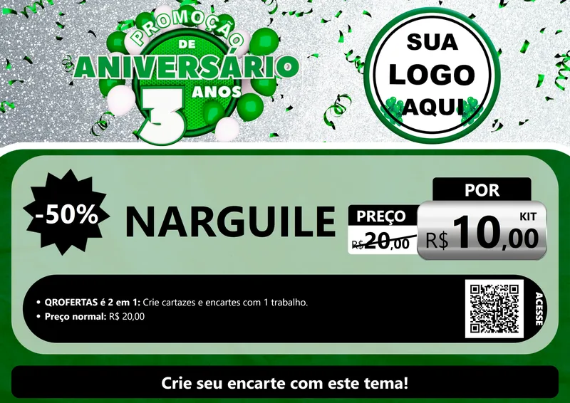 Modelo de Cartaz para Cartaz A4 Horizontal com o tema Promoção de Aniversário - 3 Anos para Tabacaria