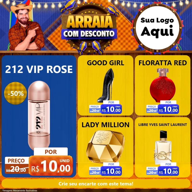 Modelo de Rede Social para Feed Facebook com o tema Arraiá Com Desconto para Perfumes