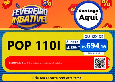 Modelo de Cartaz para Cartaz A4 Horizontal com o tema Fevereiro Imbatível para Concessionaria de Motos
