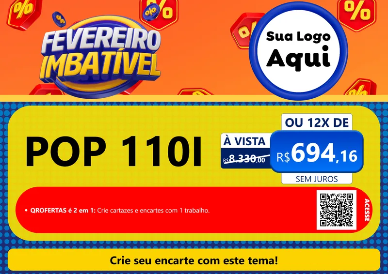 Modelo de Cartaz para Cartaz A4 Horizontal com o tema Fevereiro Imbatível para Concessionaria de Motos