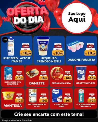 Modelo de Rede Social para Feed Instagram com o tema Oferta do Dia para Frios e Laticínios