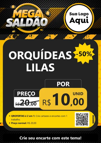 Modelo de Cartaz para Cartaz A4 Vertical com o tema Mega Saldão para Floricultura e jardim