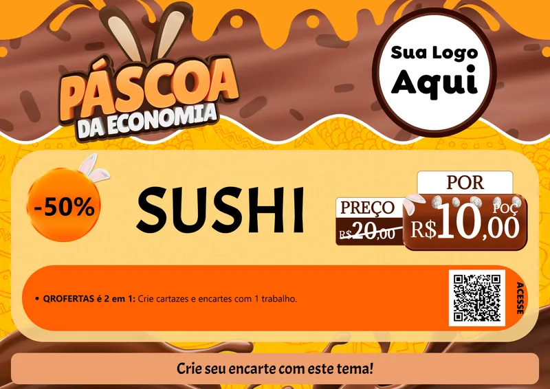 Modelo de Cartaz para Cartaz A4 Horizontal com o tema Páscoa da Economia para Comida japonesa