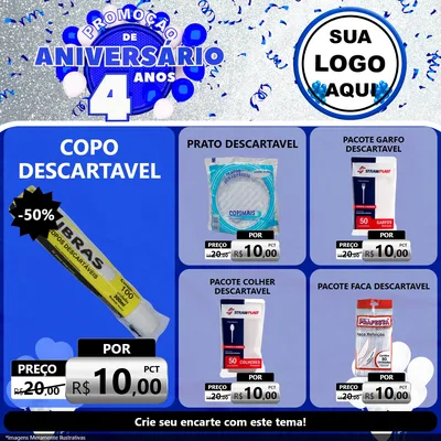 Modelo de Rede Social para Feed Facebook com o tema Promoção de Aniversário - 4 Anos para Embalagens