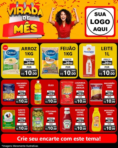 Modelo de Rede Social para Feed Instagram com o tema Virada de Mês para Supermercado