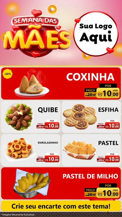 Modelo de TV para TV Vertical com o tema Semana das Mães para Salgadaria