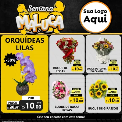Modelo de Rede Social para Feed Facebook com o tema Semana Maluca para Floricultura e jardim