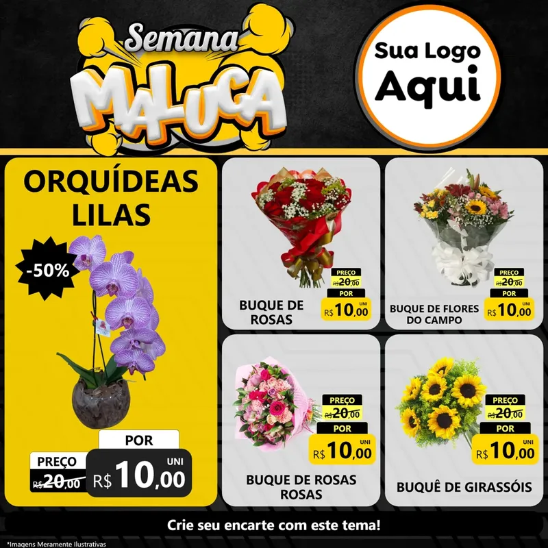 Modelo de Rede Social para Feed Facebook com o tema Semana Maluca para Floricultura e jardim