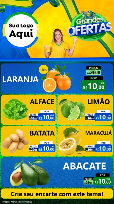 Modelo de TV para TV Vertical com o tema Grandes Ofertas para Hortifrúti