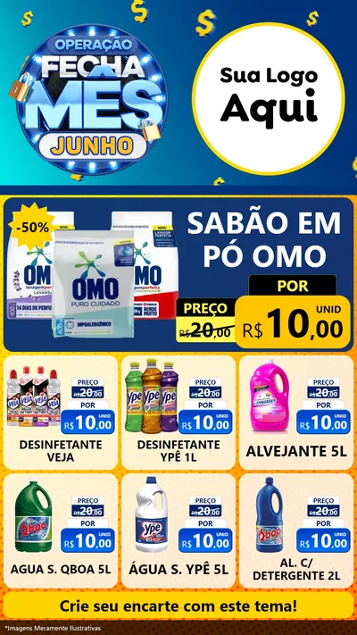 Modelo de Rede Social para Stories com o tema Operação Fecha Mês, Junho para Produtos de Limpeza