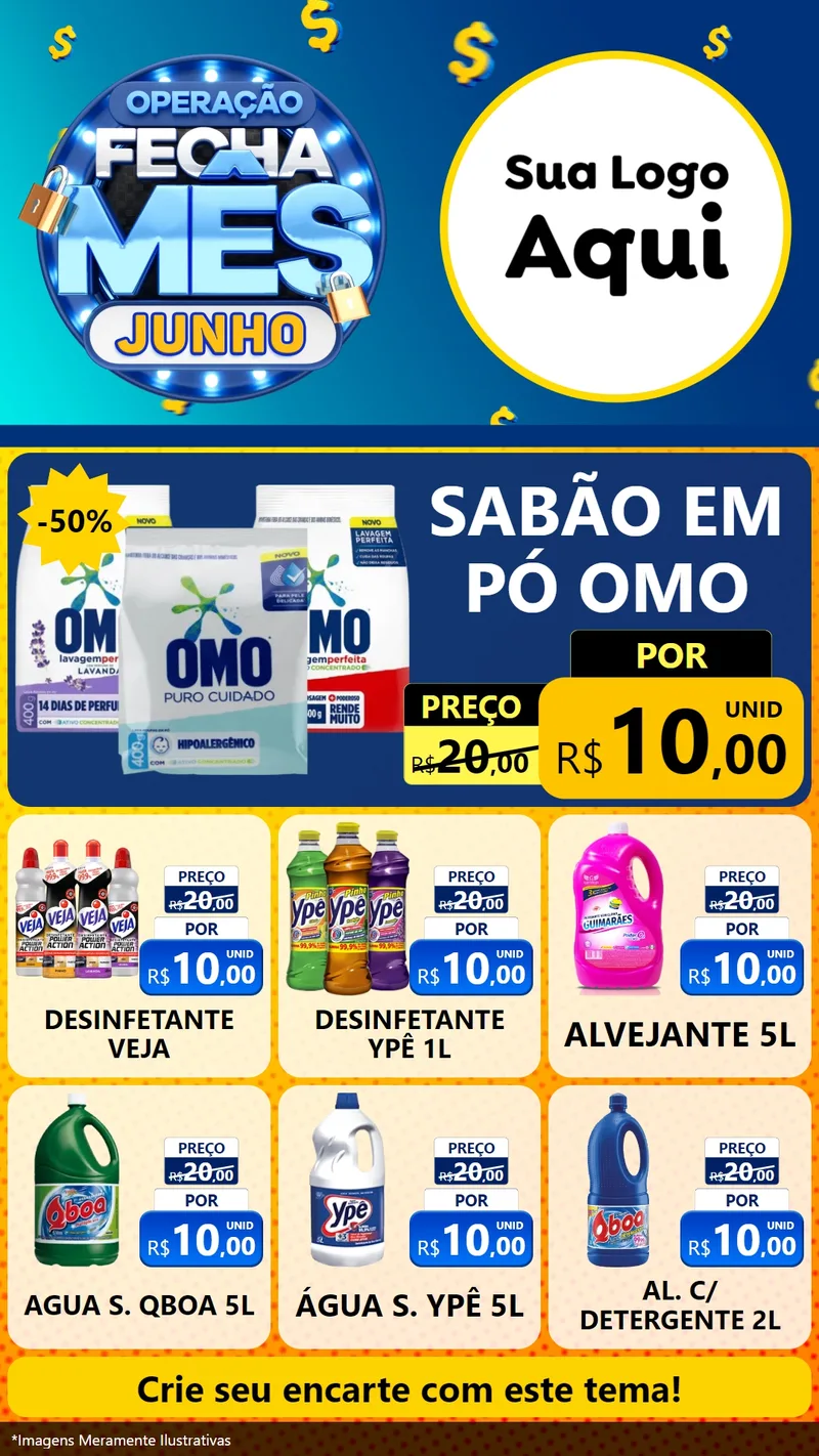 Modelo de Rede Social para Stories com o tema Operação Fecha Mês, Junho para Produtos de Limpeza