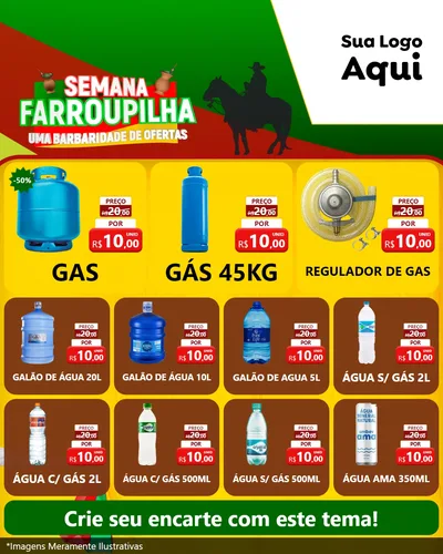 Modelo de Rede Social para Feed Instagram com o tema Semana Farroupilha - Uma Barbaridade de Ofertas para Água e gás
