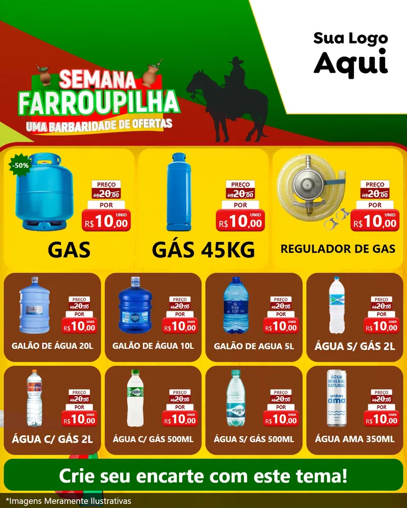Modelo de Rede Social para Feed Instagram com o tema Semana Farroupilha - Uma Barbaridade de Ofertas para Água e gás