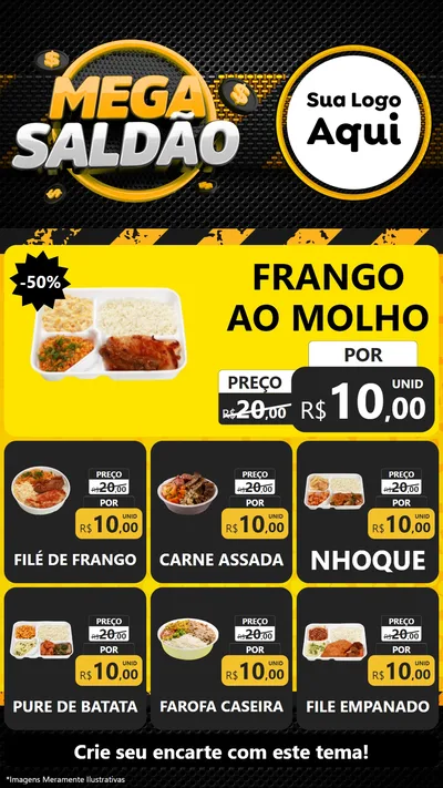 Modelo de Rede Social para Stories com o tema Mega Saldão para Restaurante