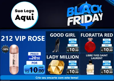 Modelo de Encarte para Encarte A4 Horizontal com o tema Black Friday para Perfumes