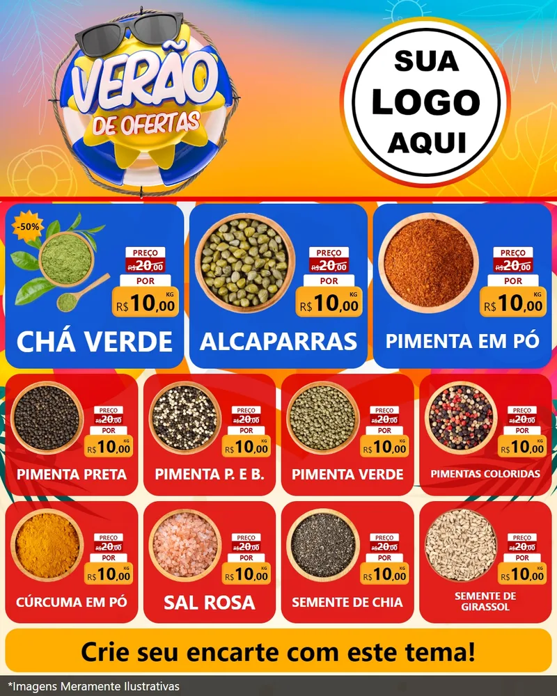 Modelo de Rede Social para Feed Instagram com o tema Verão de Ofertas para Produtos Naturais