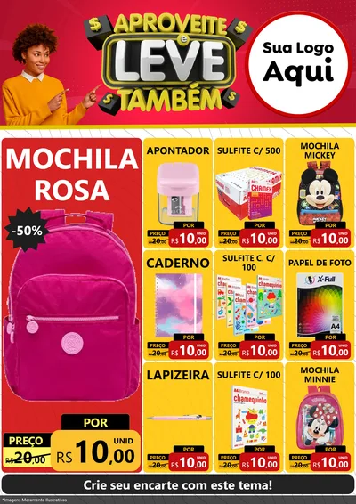 Modelo de Encarte para Encarte A4 Vertical com o tema Aproveite e Leve Também para Papelaria