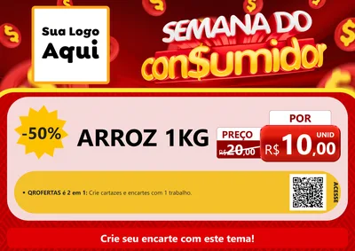 Modelo de Cartaz para Cartaz A4 Horizontal com o tema Semana do Consumidor para Supermercado