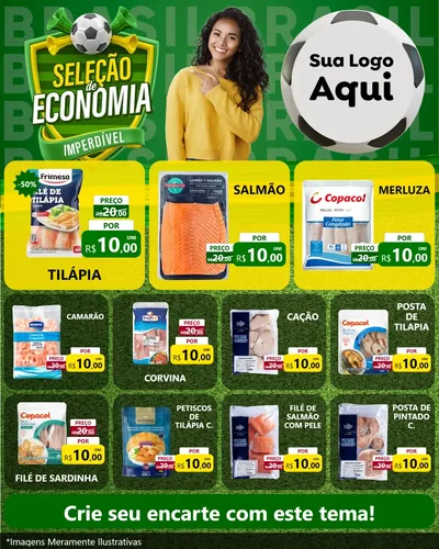 Modelo de Rede Social para Feed Instagram com o tema Seleção de Economia - Copa para Peixaria