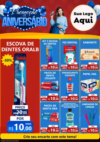 Modelo de Encarte para Encarte A4 Vertical com o tema Promoção de Aniversário para Higiene Pessoal