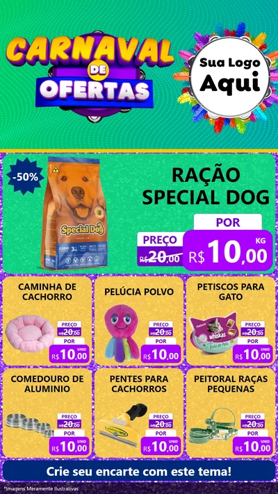 Modelo de Rede Social para Stories com o tema Carnaval de Ofertas para Pet Shop