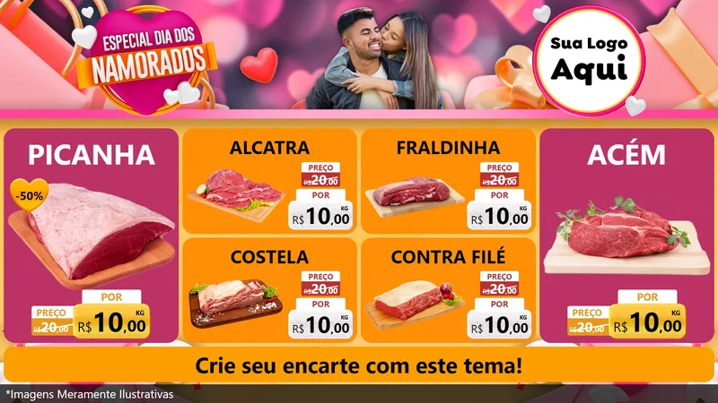 Modelo de TV para TV Horizontal com o tema Especial Dia dos Namorados para Açougue