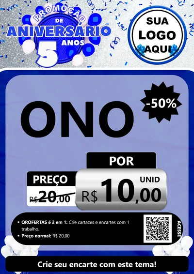 Modelo de Cartaz para Cartaz A4 Vertical com o tema Promoção de Aniversário - 5 Anos para Óticas