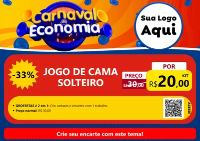 Modelo de Cartaz para Cartaz A4 Horizontal com o tema Carnaval da Economia para Cama, Mesa e Banho