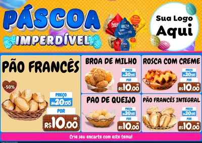 Modelo de Encarte para Encarte A4 Horizontal com o tema Páscoa Imperdível para Padaria