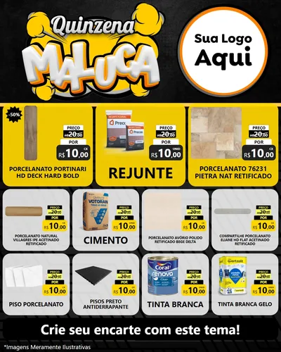 Modelo de Rede Social para Feed Instagram com o tema Quinzena Maluca para Pisos e revestimentos