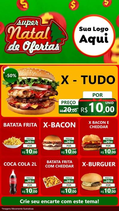 Modelo de Rede Social para Stories com o tema Super Natal de Ofertas para Hamburgueria