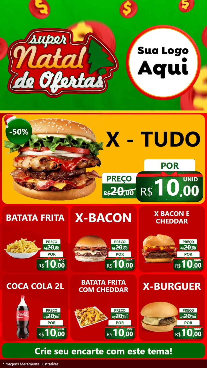 Modelo de Rede Social para Stories com o tema Super Natal de Ofertas para Hamburgueria