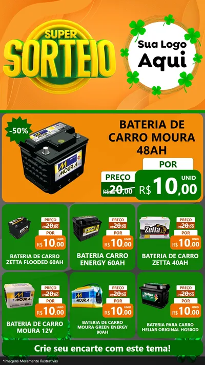 Modelo de Rede Social para Stories com o tema Super Sorteio para Baterias Elétricas