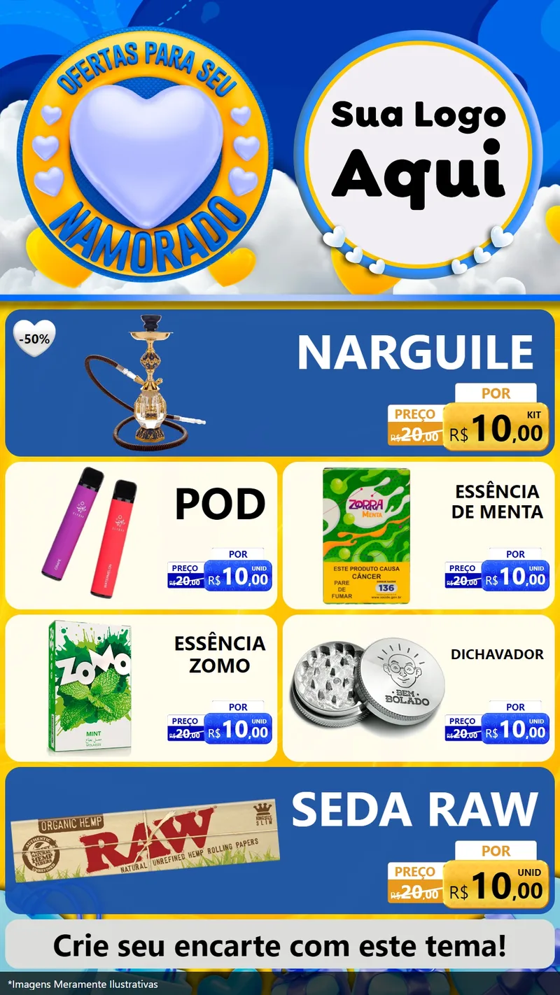 Modelo de TV para TV Vertical com o tema Ofertas Para Seu Namorado para Tabacaria