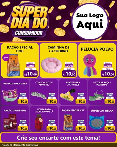 Modelo de Rede Social para Feed Instagram com o tema Super Dia do Consumidor para Pet Shop